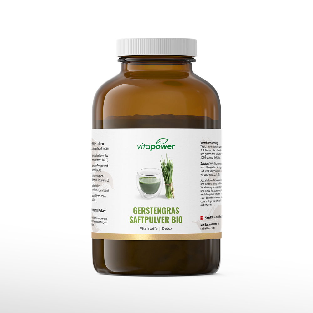 Gerstengras im Pulver